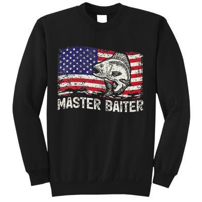 Fishing Lover Vintage American Flag Master Baiter Sweatshirt