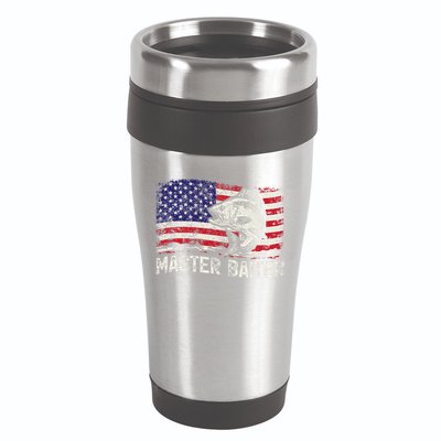 Fishing Lover Vintage American Flag Master Baiter 16oz Travel Tumbler
