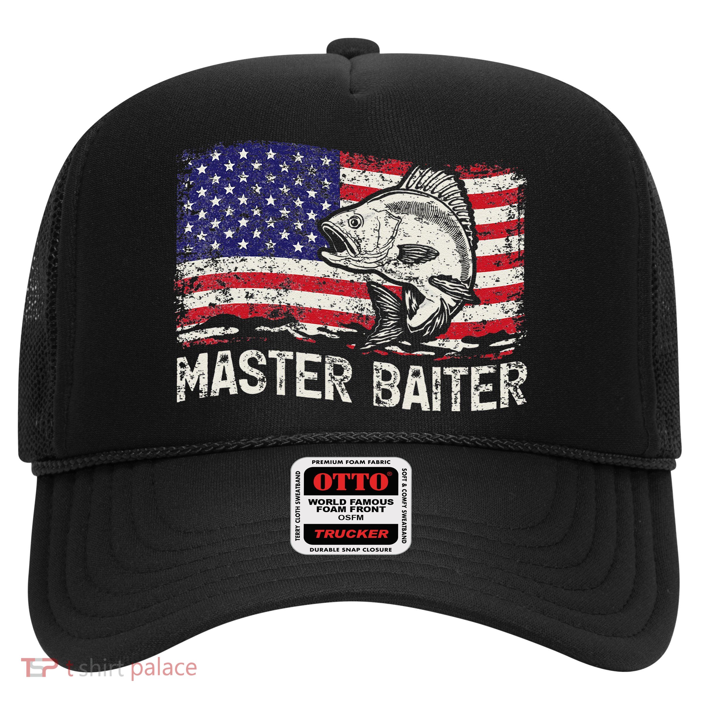 Fishing Lover Vintage American Flag Master Baiter Trucker Hat