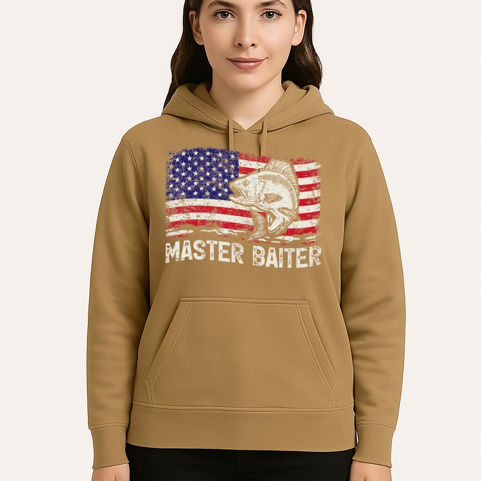 Fishing Lover Vintage American Flag Master Baiter Hoodie