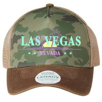 Funny Las Vegas Retro Sunset Palm Trees 1 Legacy Tie Dye Trucker Hat