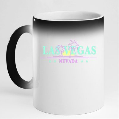 Funny Las Vegas Retro Sunset Palm Trees 1 11oz Black Color Changing Mug