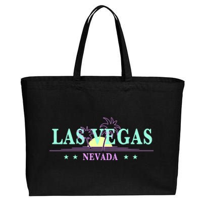 Funny Las Vegas Retro Sunset Palm Trees 1 Cotton Canvas Jumbo Tote