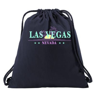 Funny Las Vegas Retro Sunset Palm Trees 1 Drawstring Bag