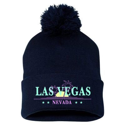 Funny Las Vegas Retro Sunset Palm Trees 1 Pom Pom 12in Knit Beanie