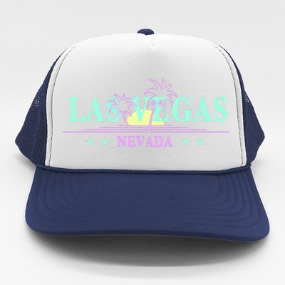 Funny Las Vegas Retro Sunset Palm Trees 1 Trucker Hat