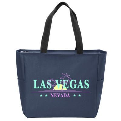 Funny Las Vegas Retro Sunset Palm Trees 1 Zip Tote Bag