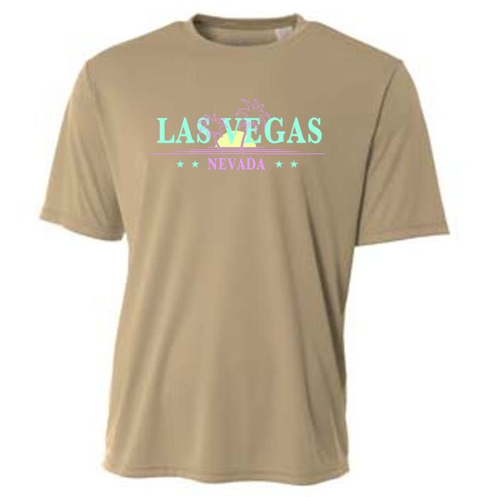 Funny Las Vegas Retro Sunset Palm Trees 1 Cooling Performance Crew T-Shirt