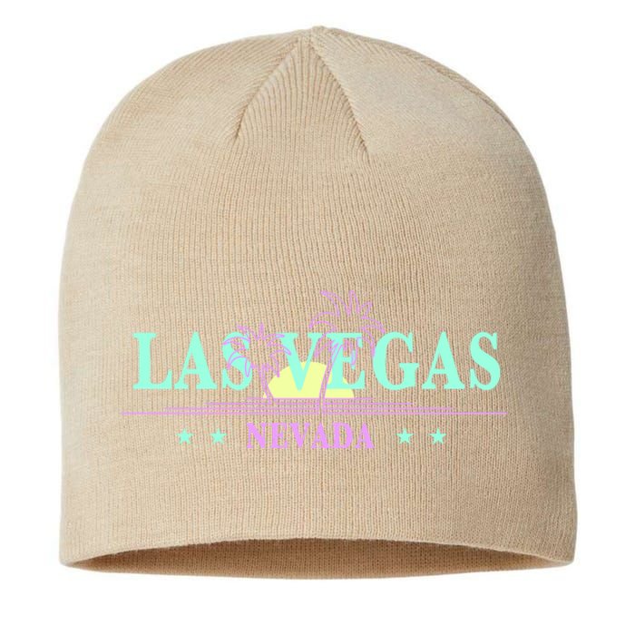 Funny Las Vegas Retro Sunset Palm Trees 1 Sustainable Beanie