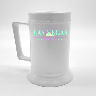 Funny Las Vegas Retro Sunset Palm Trees 1 Beer Stein