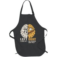 Funny Left Vs Right Brain Pie Happy Pi Day Math Geek Full-Length Apron With Pockets