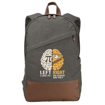 Funny Left Vs Right Brain Pie Happy Pi Day Math Geek Cotton Canvas Backpack