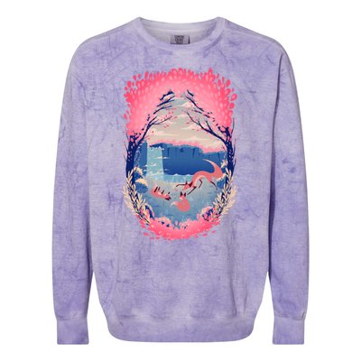 Fox Life View Illustration Colorblast Crewneck Sweatshirt