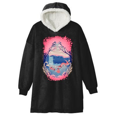 Fox Life View Illustration Hooded Wearable Blanket