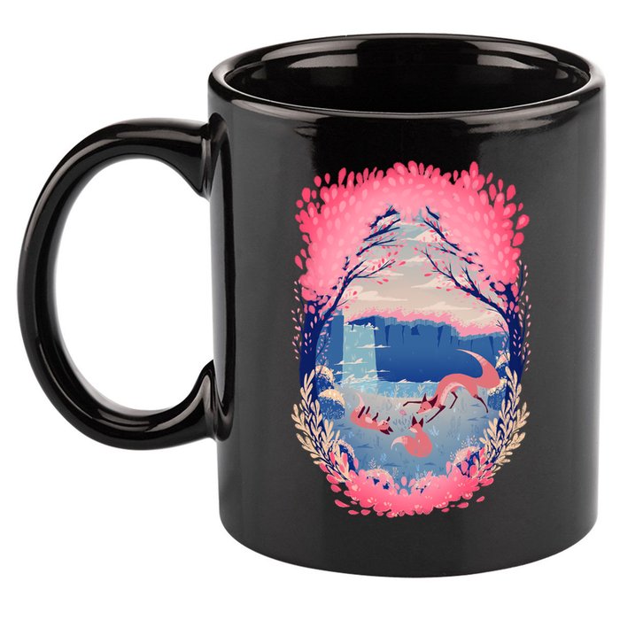 Fox Life View Illustration 11oz C Handle Ceramic Mug