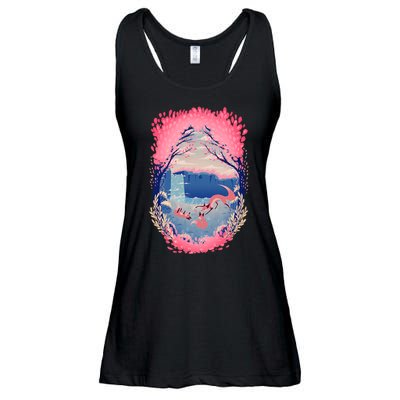 Fox Life View Illustration Ladies Essential Flowy Tank