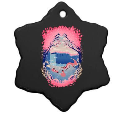 Fox Life View Illustration Ceramic Star Ornament