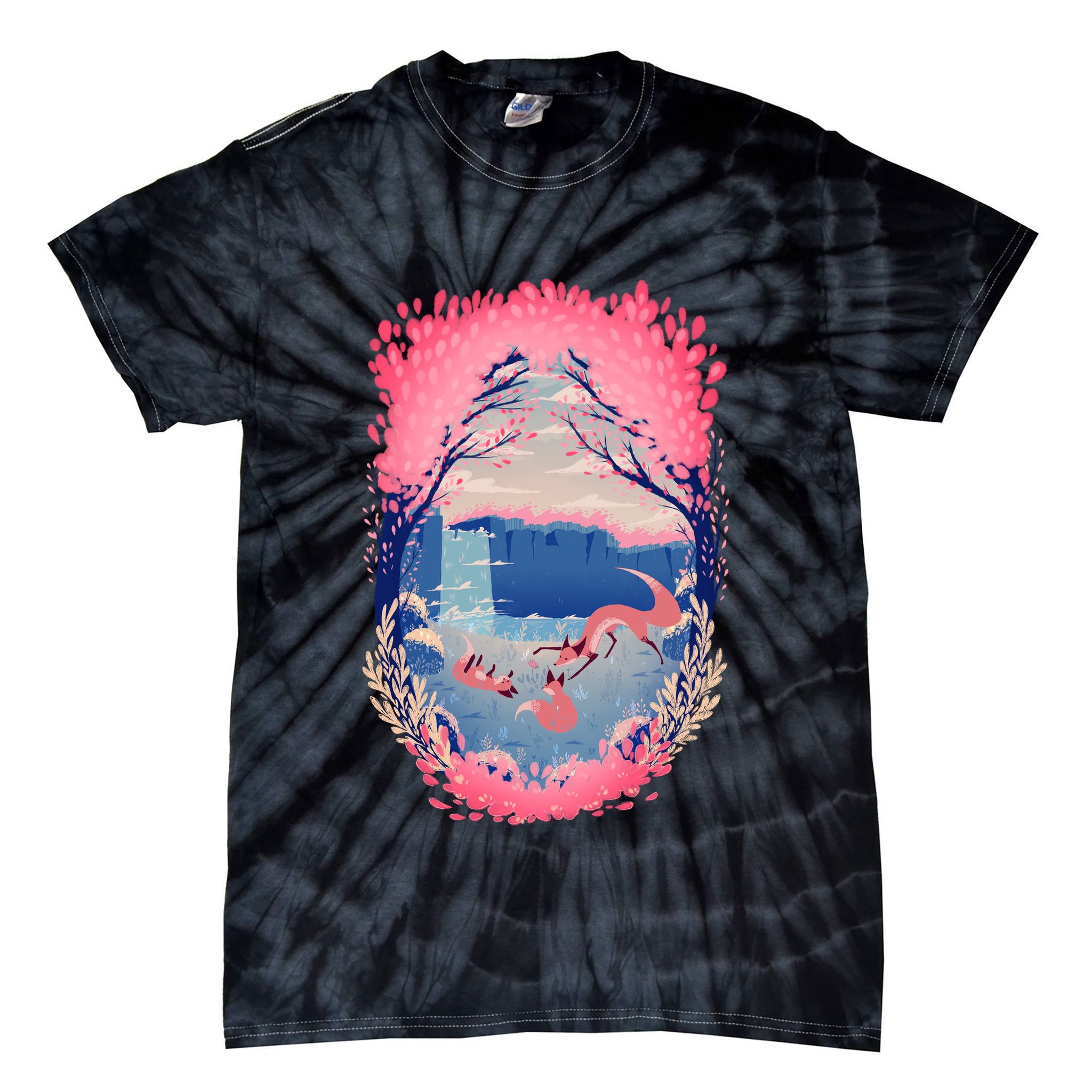 Fox Life View Illustration Tie-Dye T-Shirt
