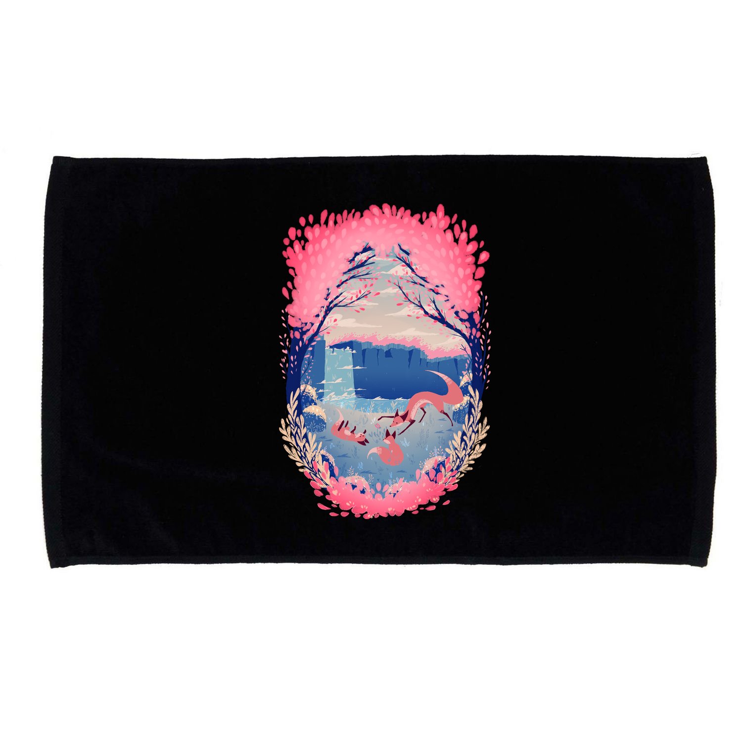 Fox Life View Illustration Microfiber Hand Towel