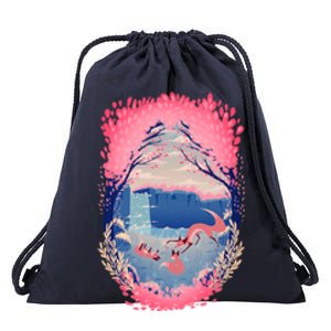 Fox Life View Illustration Drawstring Bag