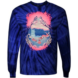 Fox Life View Illustration Tie-Dye Long Sleeve Shirt