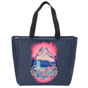 Fox Life View Illustration Zip Tote Bag