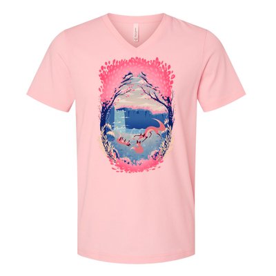 Fox Life View Illustration V-Neck T-Shirt