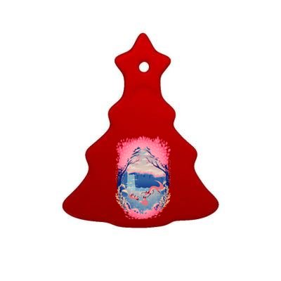 Fox Life View Illustration Ceramic Tree Ornament