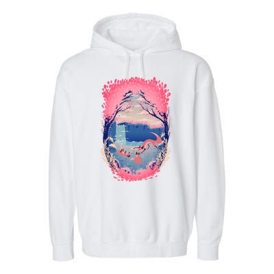 Fox Life View Illustration Garment-Dyed Fleece Hoodie