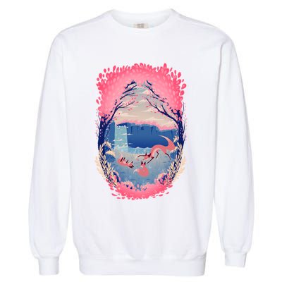 Fox Life View Illustration Garment-Dyed Sweatshirt