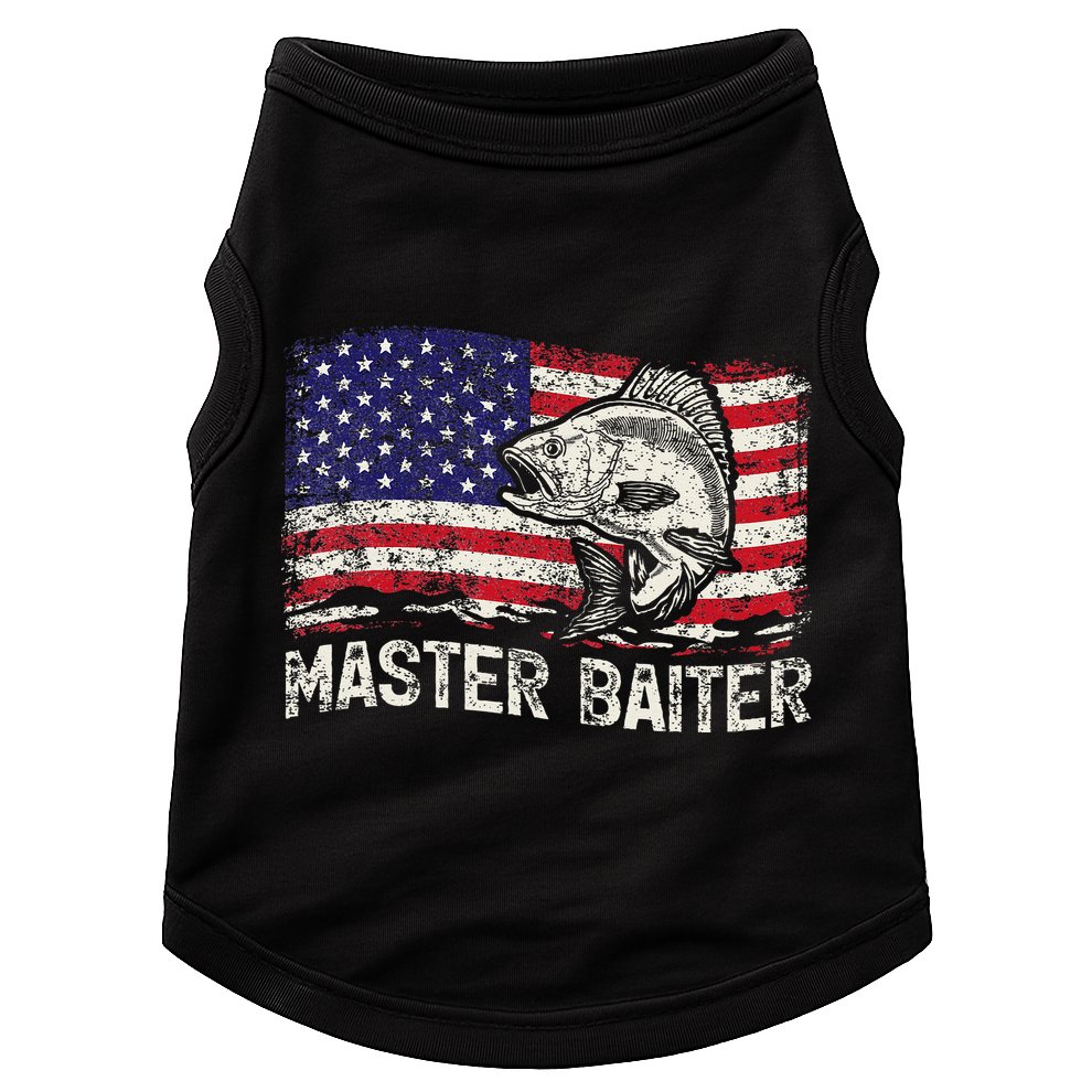 Fishing Lover Vintage American Flag Master Baiter Doggie Tank
