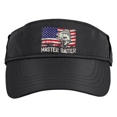 Fishing Lover Vintage American Flag Master Baiter Adult Drive Performance Visor
