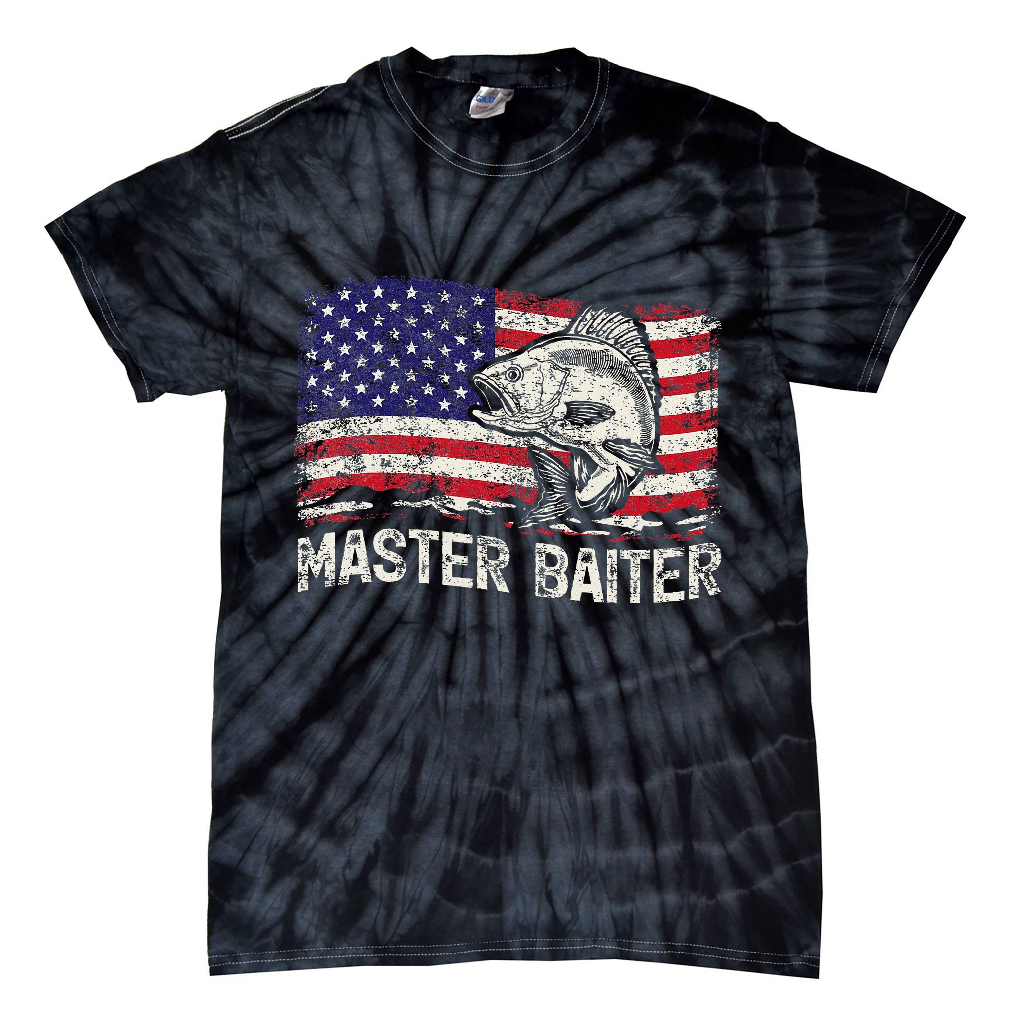 Fishing Lover Vintage American Flag Master Baiter Tie-Dye T-Shirt
