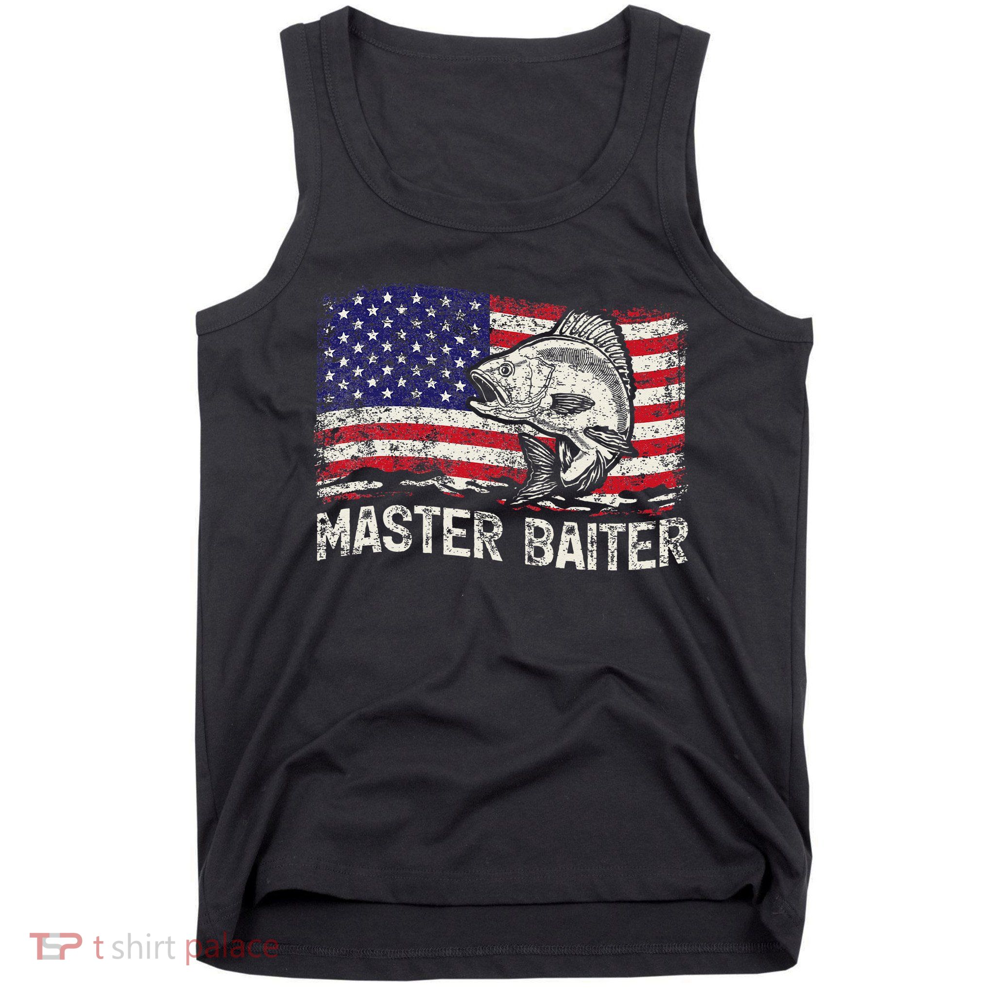 Fishing Lover Vintage American Flag Master Baiter Tank Top