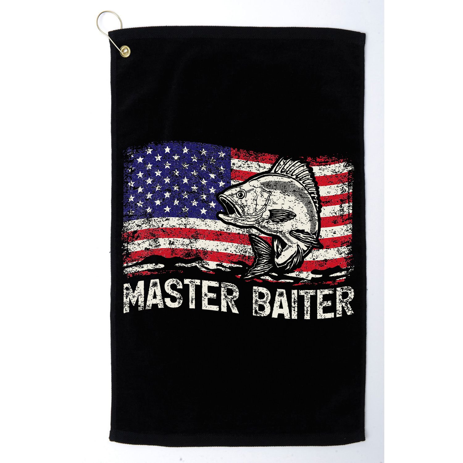 Fishing Lover Vintage American Flag Master Baiter Golf Towel