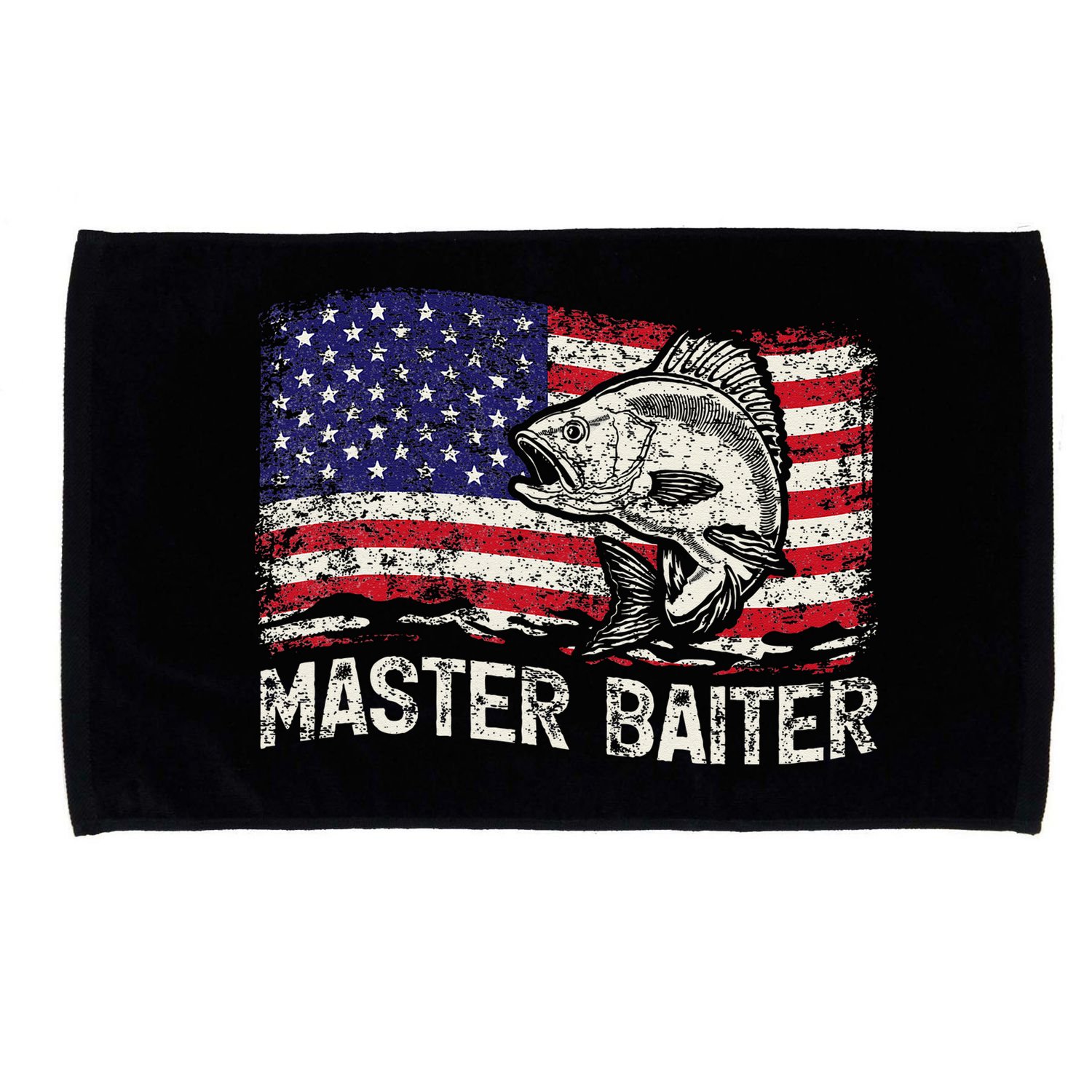 Fishing Lover Vintage American Flag Master Baiter Microfiber Hand Towel