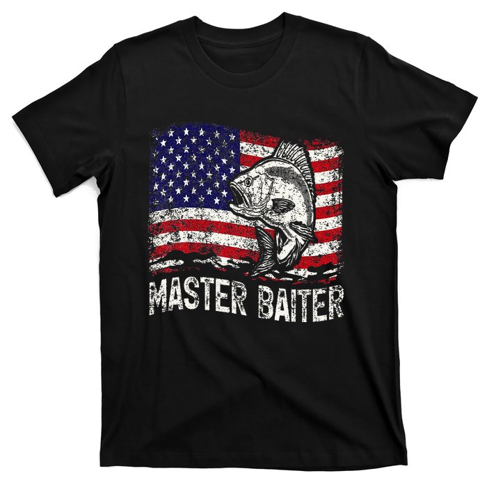 Fishing Lover Vintage American Flag Master Baiter T-Shirt