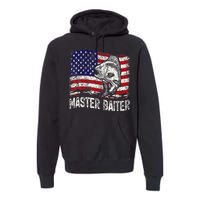 Fishing Lover Vintage American Flag Master Baiter Premium Hoodie