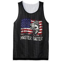 Fishing Lover Vintage American Flag Master Baiter Mesh Reversible Basketball Jersey Tank