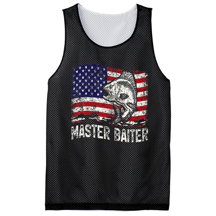 Fishing Lover Vintage American Flag Master Baiter Mesh Reversible Basketball Jersey Tank