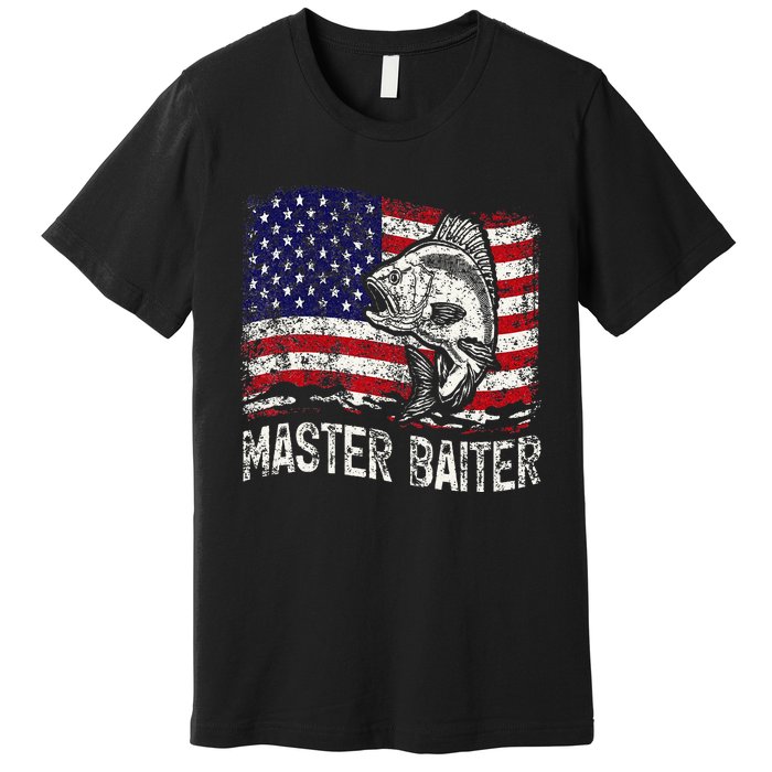 Fishing Lover Vintage American Flag Master Baiter Premium T-Shirt