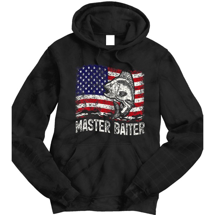 Fishing Lover Vintage American Flag Master Baiter Tie Dye Hoodie