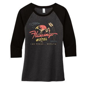 Flamingo Las Vegas Hotel Casino Retro Women's Tri-Blend 3/4-Sleeve Raglan Shirt