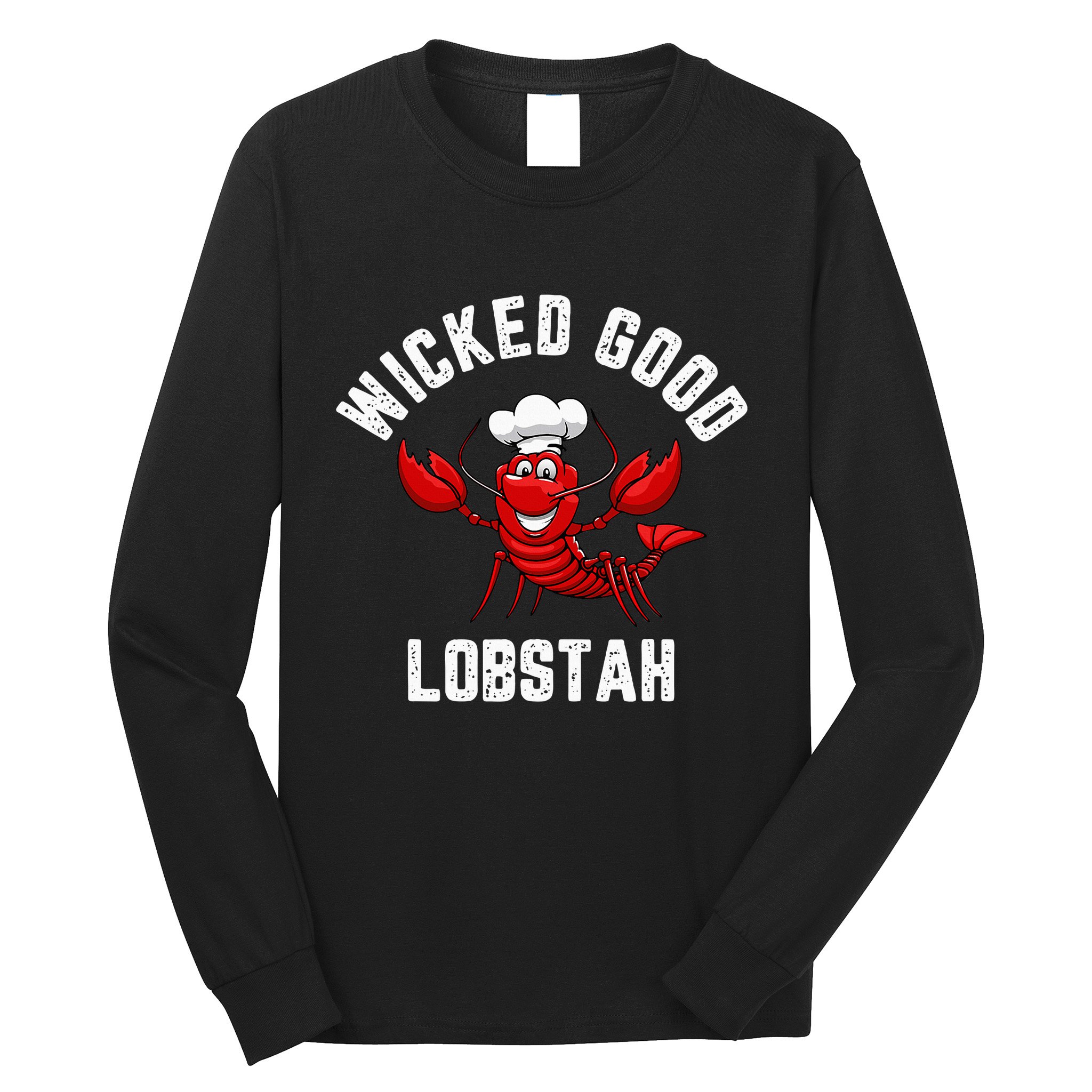 Funny Lobster Wicked Good Lobstah Maine New England Long Sleeve Shirt