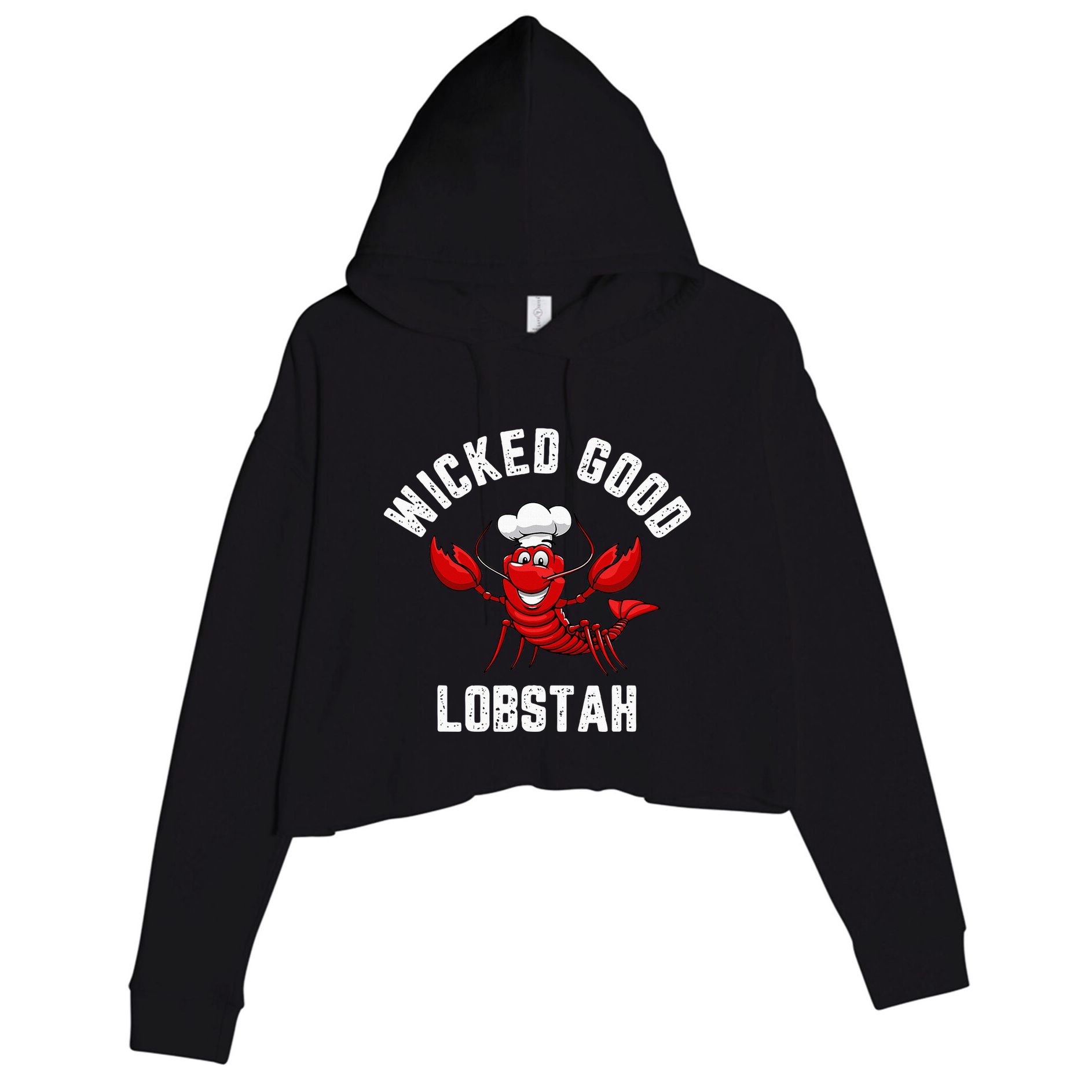 Funny Lobster Wicked Good Lobstah Maine New England Crop Fleece Hoodie