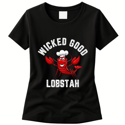 Funny Lobster Wicked Good Lobstah Maine New England Womens T-Shirt