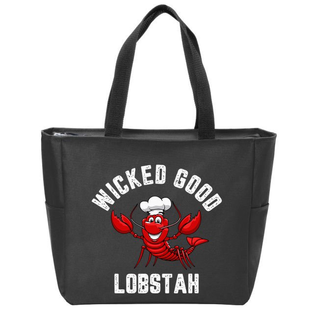 Funny Lobster Wicked Good Lobstah Maine New England Zip Tote Bag