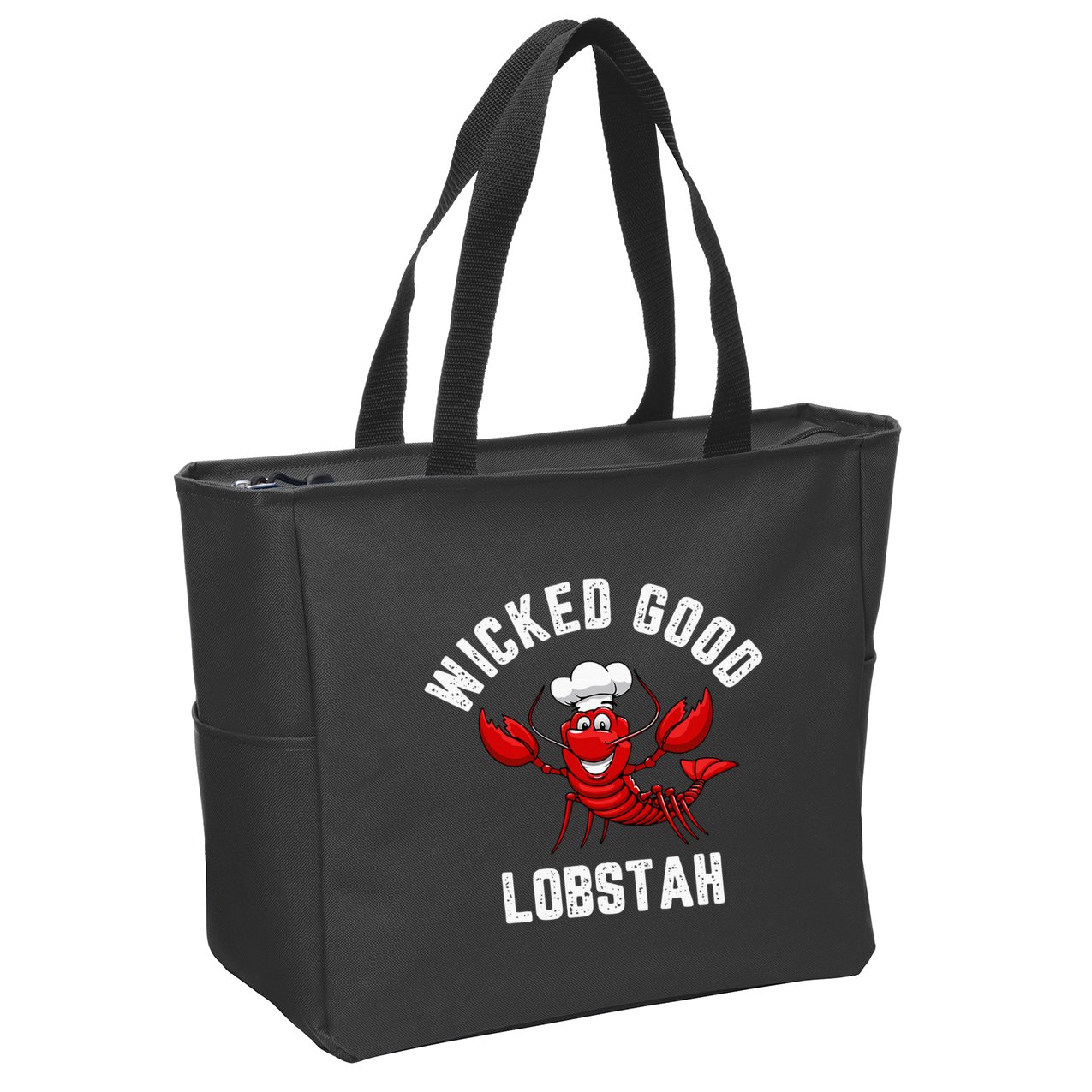 Funny Lobster Wicked Good Lobstah Maine New England Zip Tote Bag