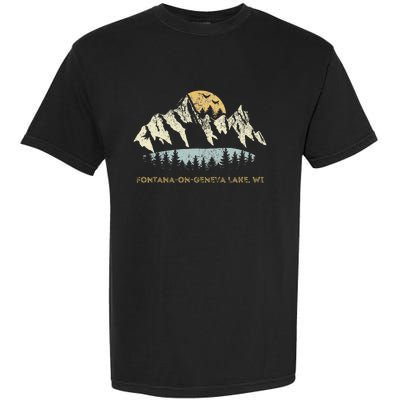 Fontanaongeneva Lake Wisconsin Mountain Sunset Sunrise Garment-Dyed Heavyweight T-Shirt