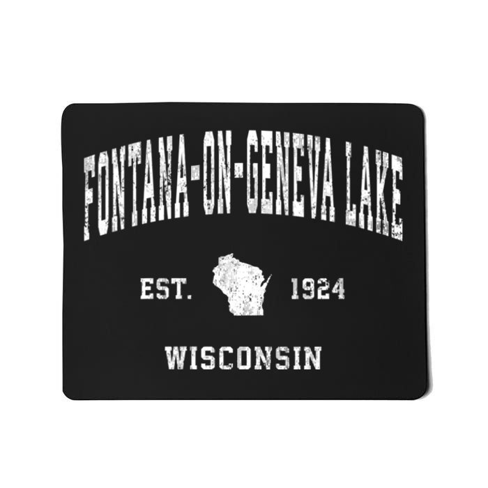 Fontanaongeneva Lake Wisconsin Wi Vintage Established Athletic Mousepad